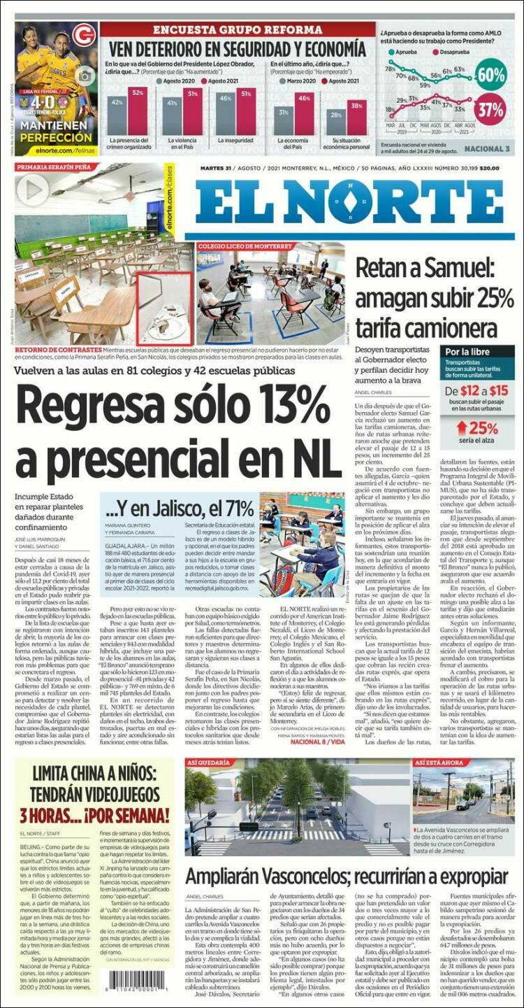 Portada de El Norte (México)