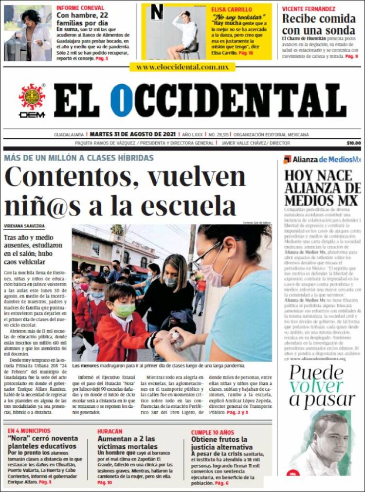 Portada de El Occidental (México)