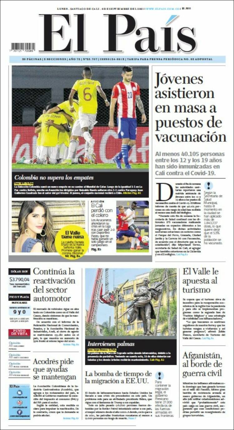 Portada de El País - Cali (Colombia)