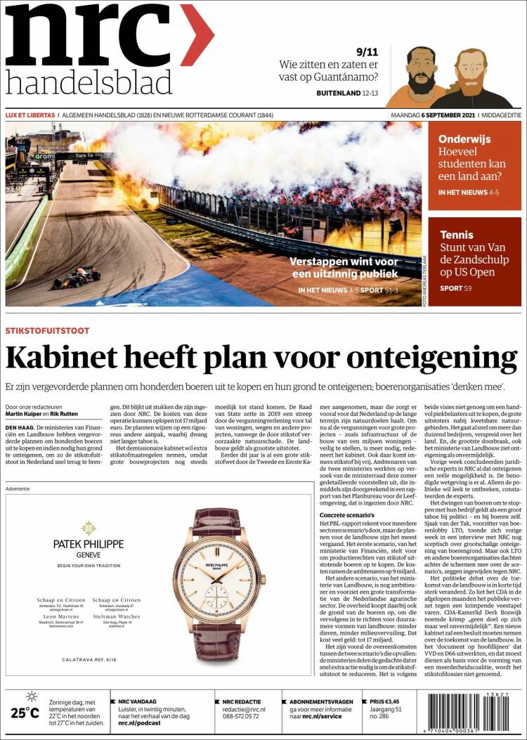 Portada de NRC Handelsblad (Países Bajos)