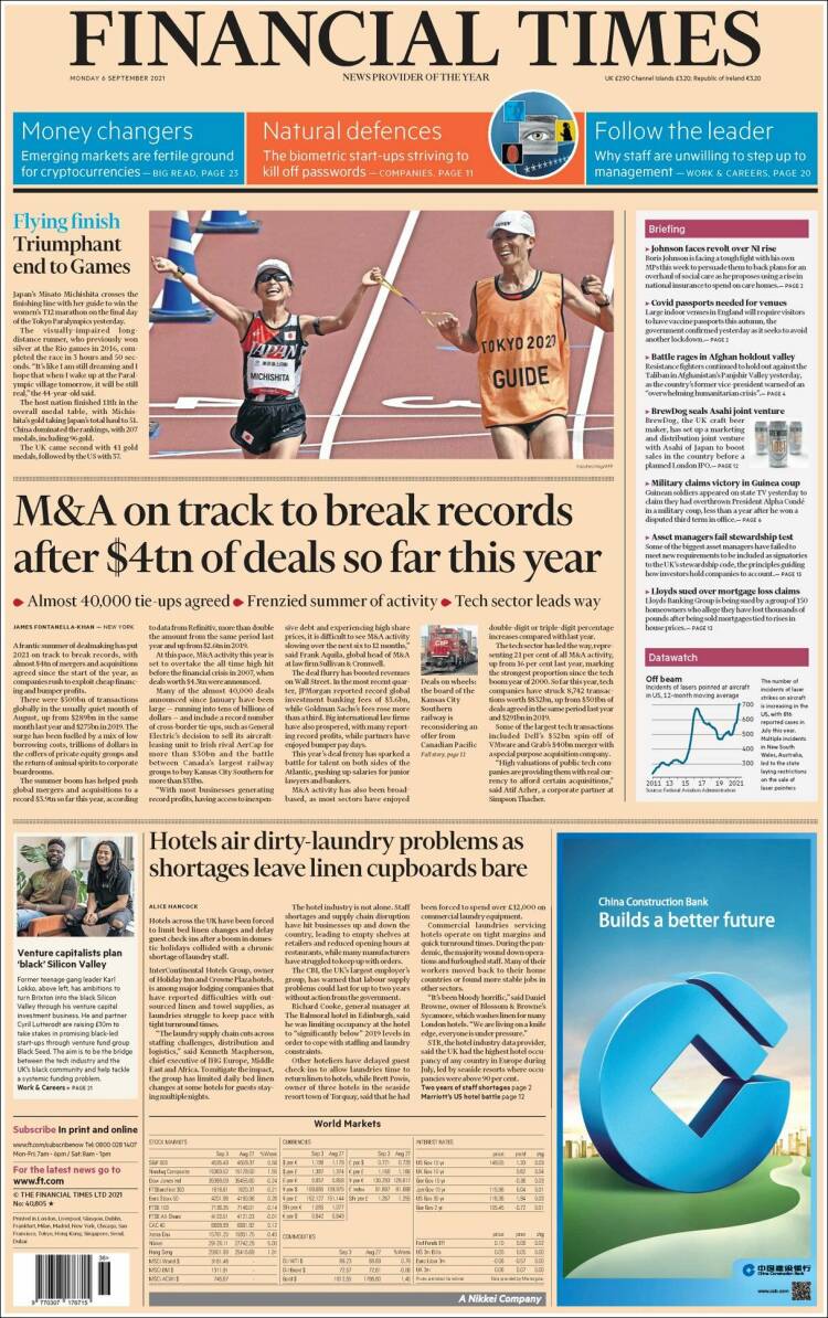 Portada de Financial Times (Reino Unido)