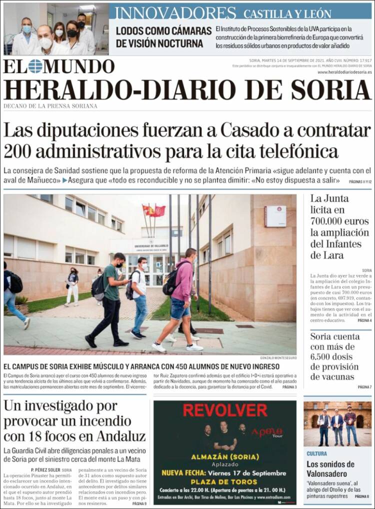Portada de Heraldo de Soria (España)