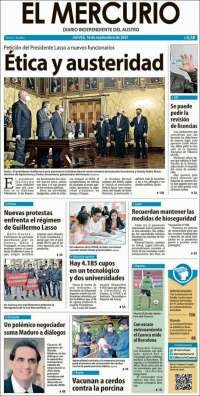 Portada de Diario El Mercurio (Équateur)