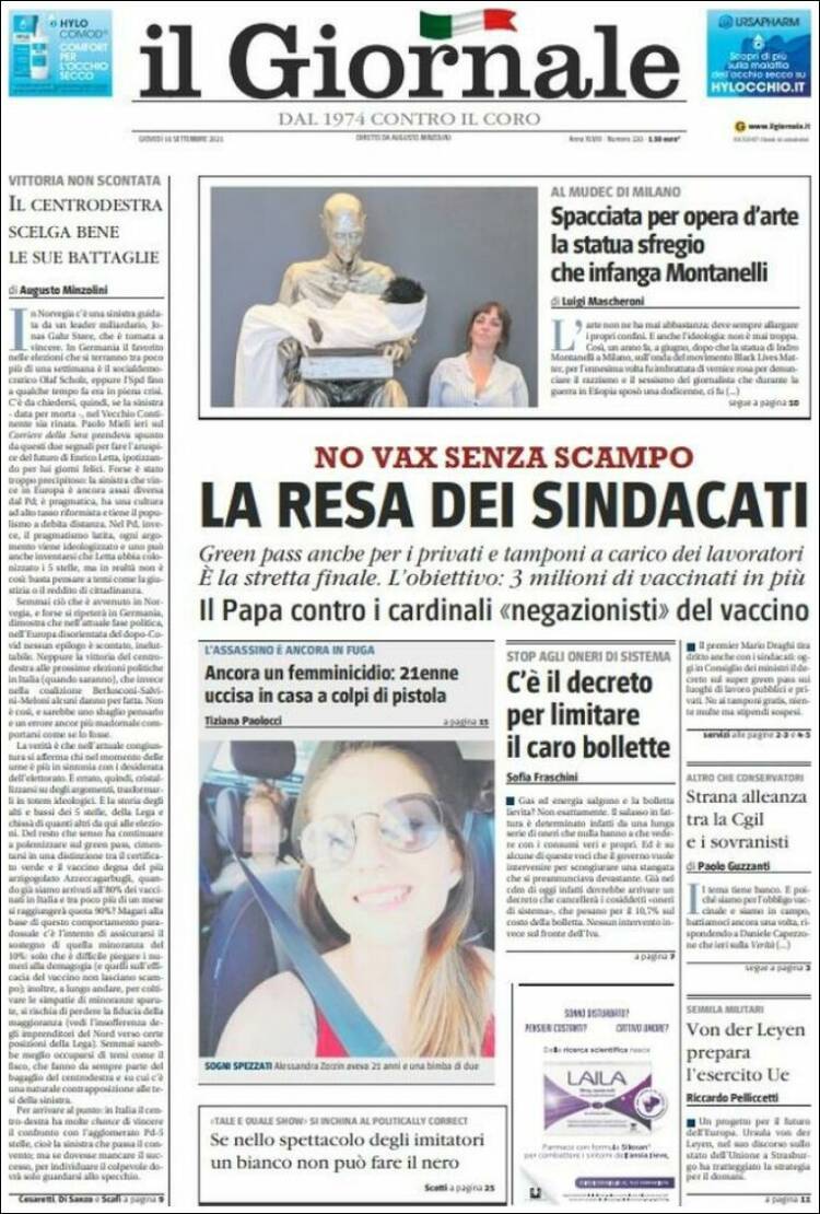 Portada de il Giornale (Italie)
