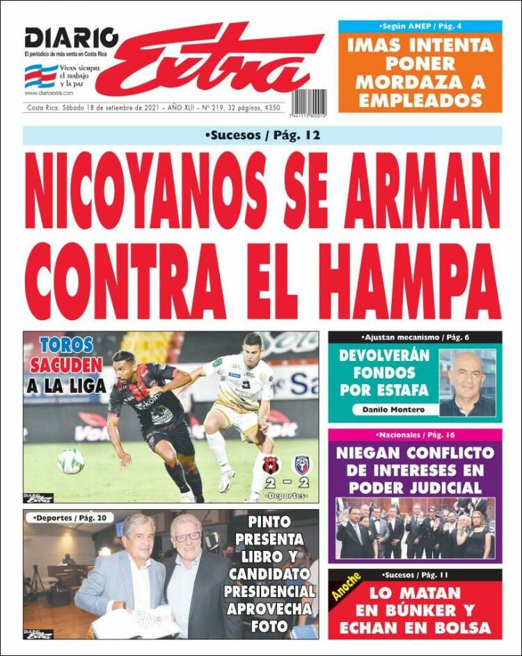 Portada de Diario Extra (Costa Rica)