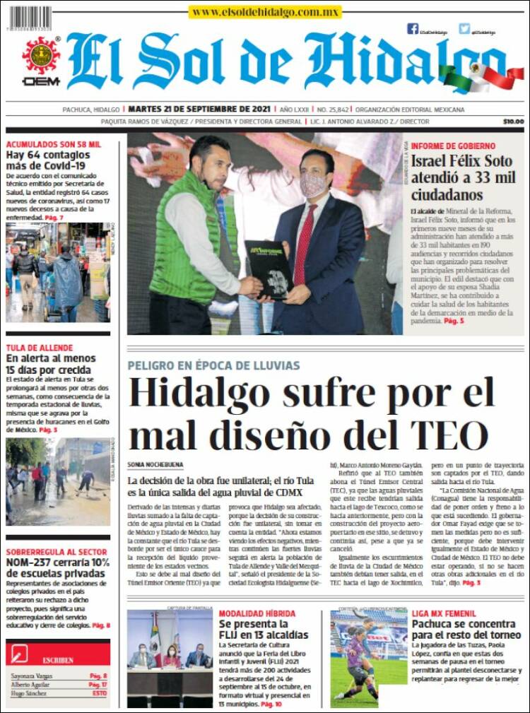 Portada de El Sol de Hidalgo (Mexique)