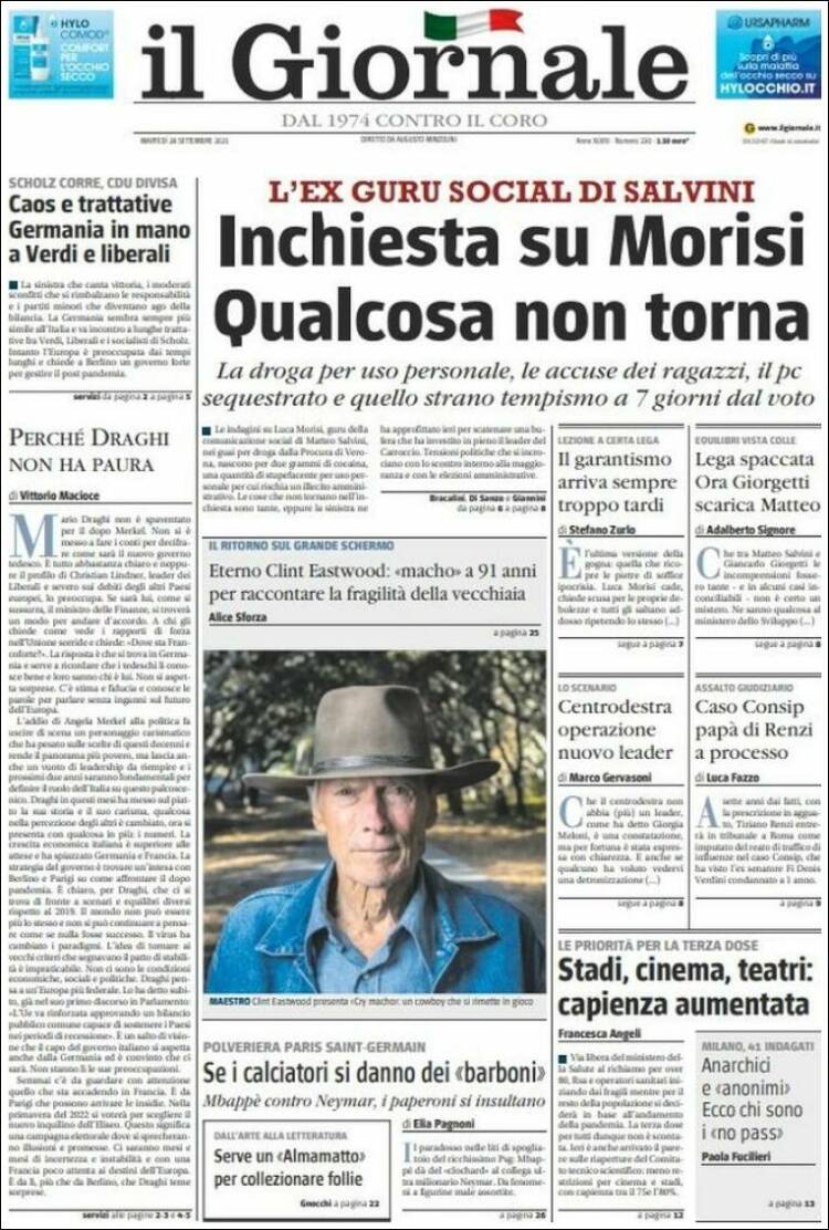 Portada de il Giornale (Italy)