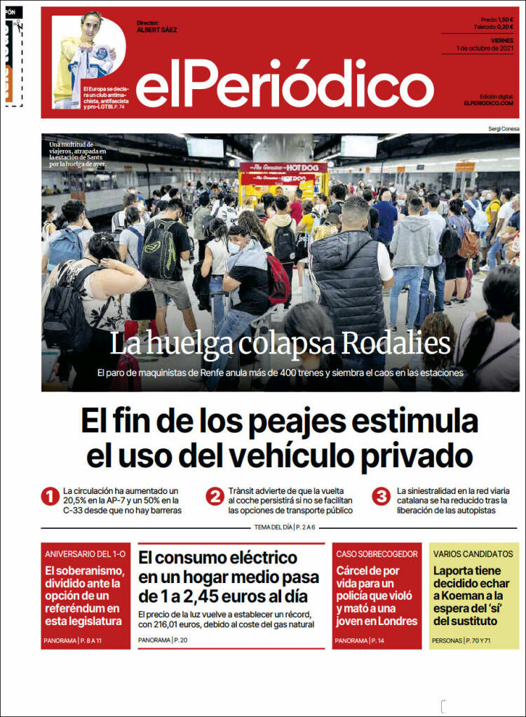 Portada de El Periódico (Espagne)