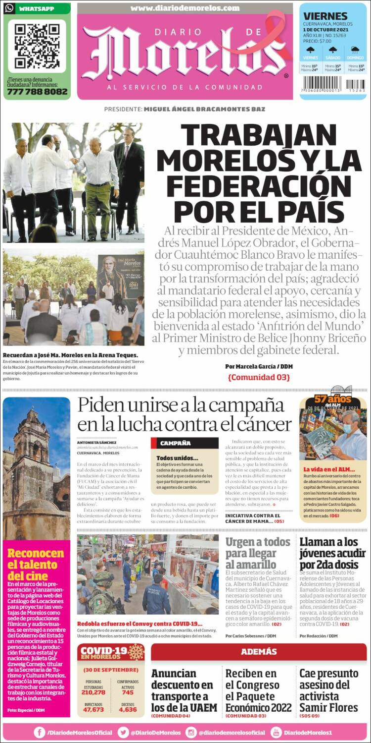 Portada de Diario de Morelos (México)