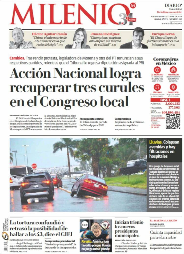 Portada de Milenio - Tamaulipas (México)
