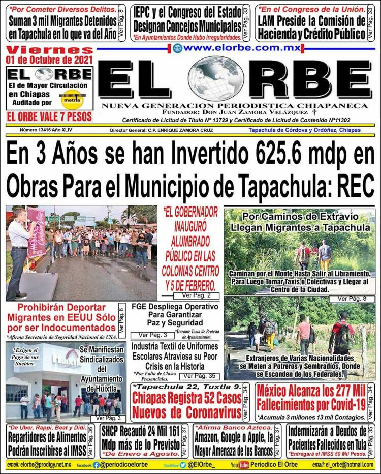 Portada de El Orbe (México)