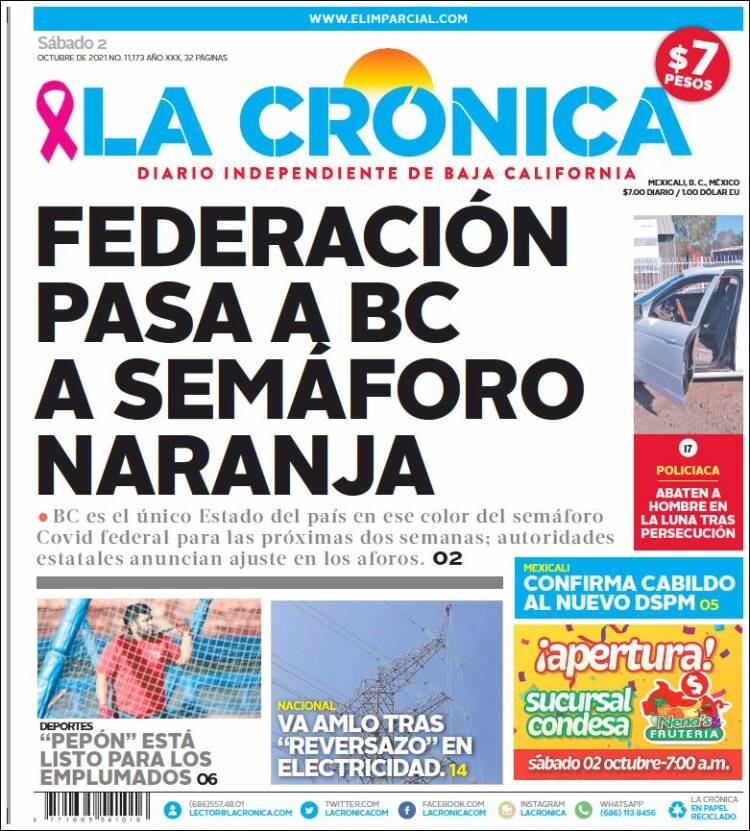 Portada de La Crónica de Baja California (México)