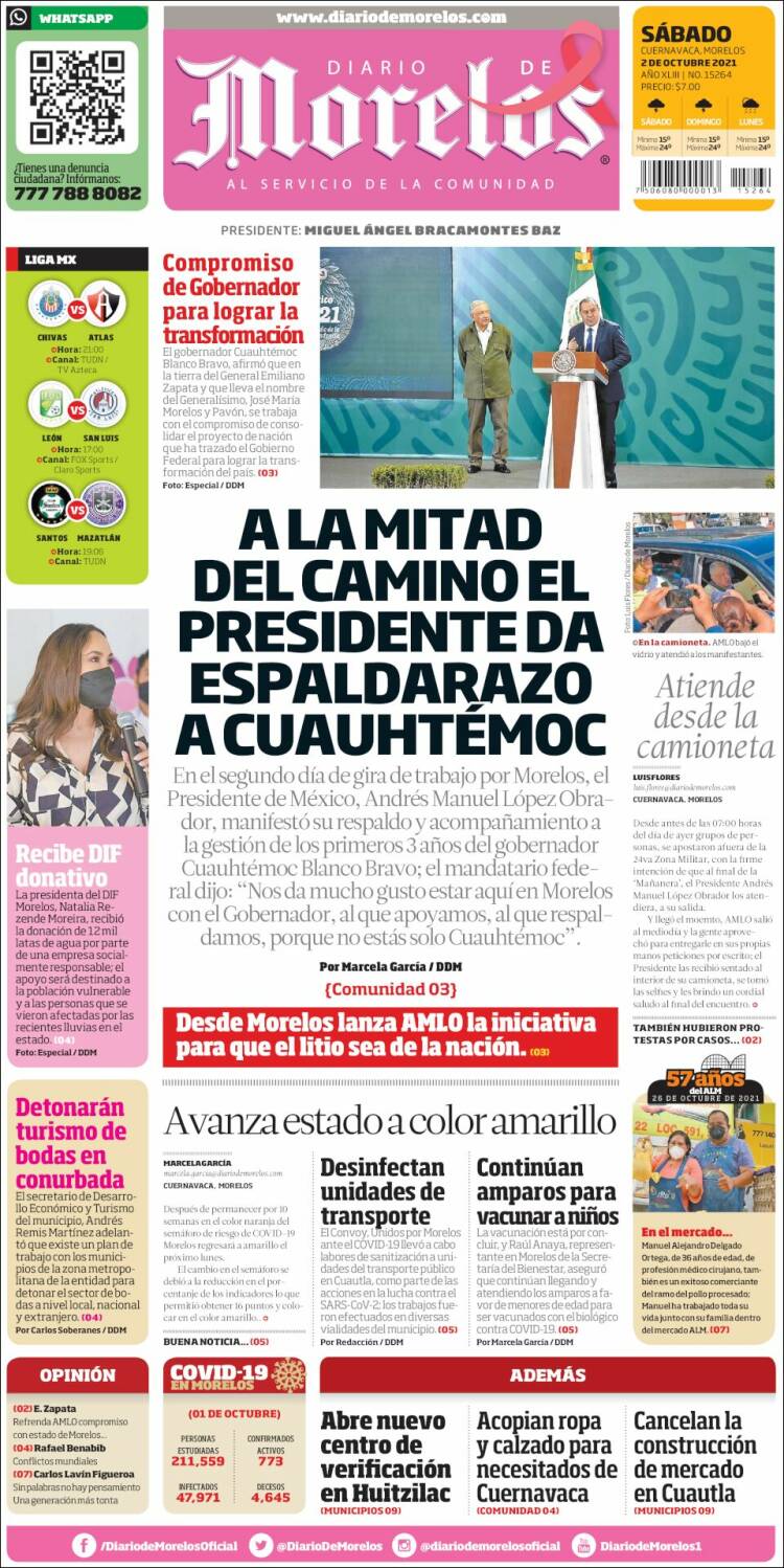 Portada de Diario de Morelos (México)