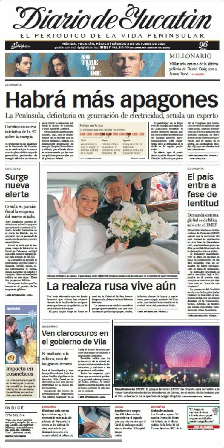 Portada de Diario de Yucatán (México)