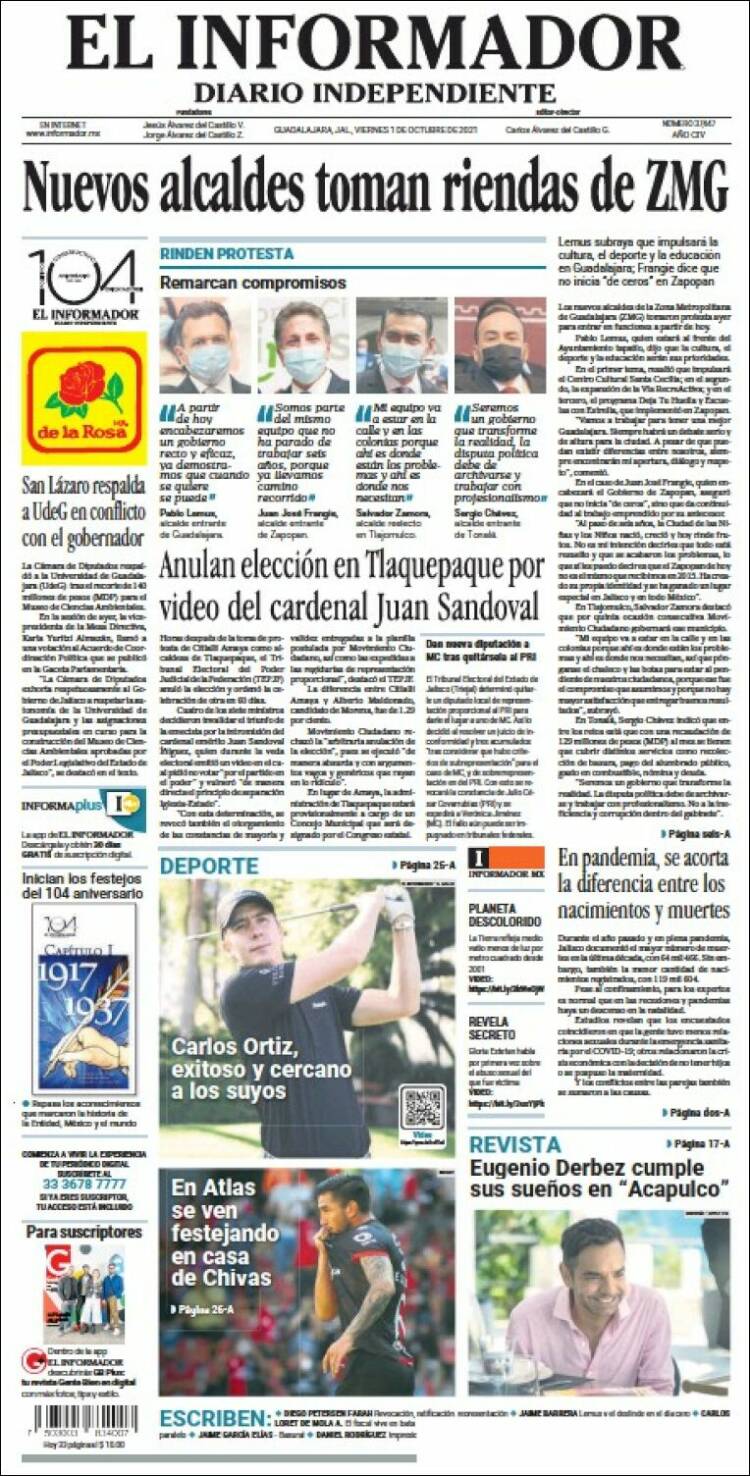 Portada de El Informador (México)