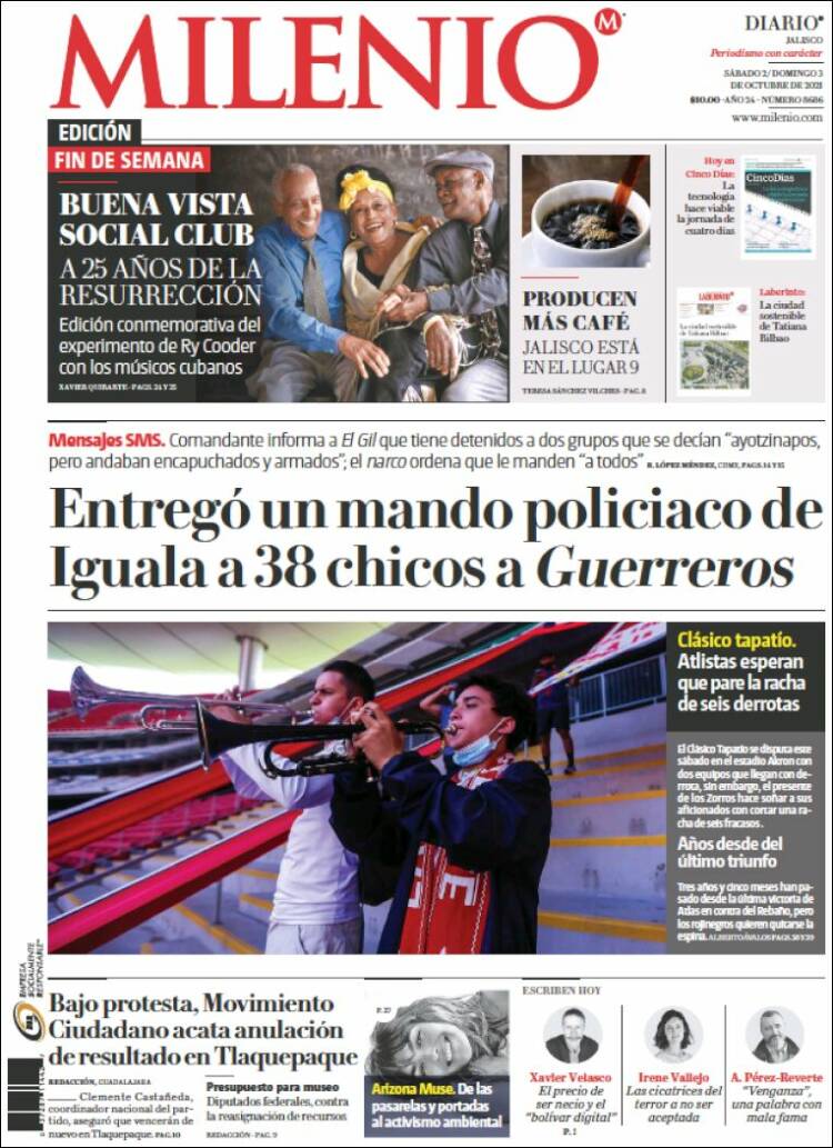 Portada de Milenio - Jalisco (México)