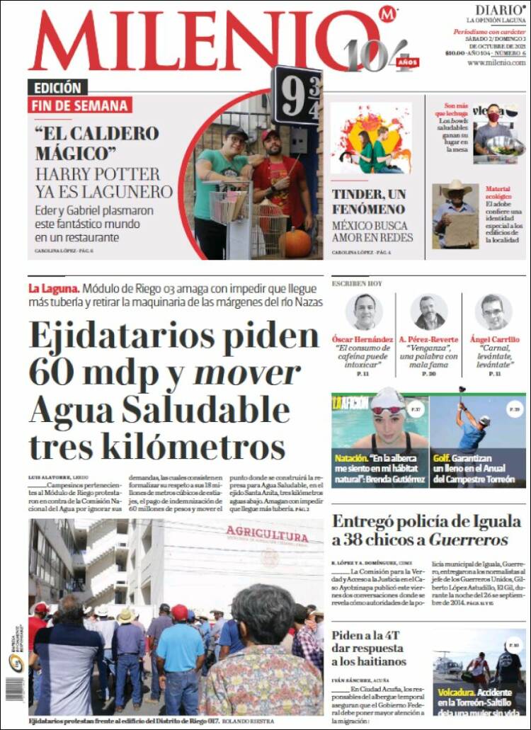 Portada de Milenio - Laguna (México)