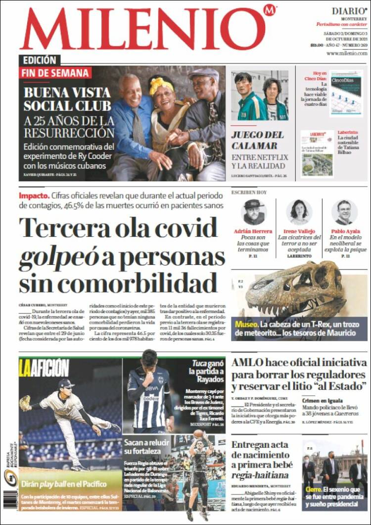 Portada de Milenio de Monterrey (México)