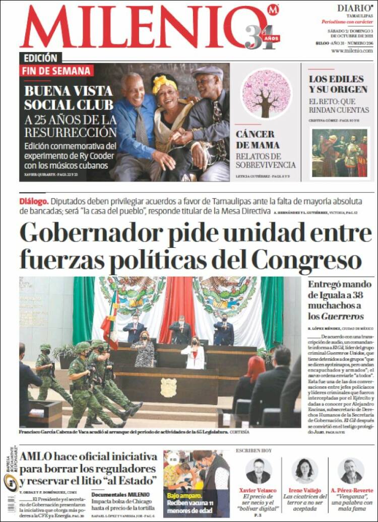 Portada de Milenio - Tamaulipas (México)
