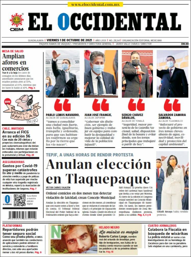 Portada de El Occidental (México)