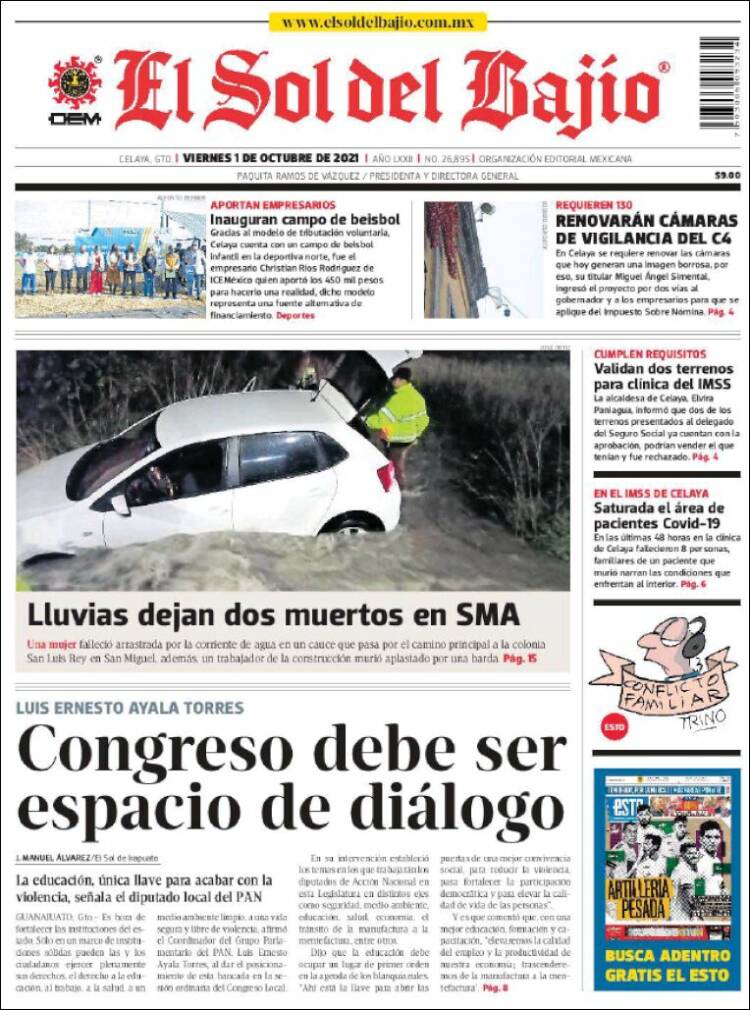 Portada de El Sol del Bajio (México)