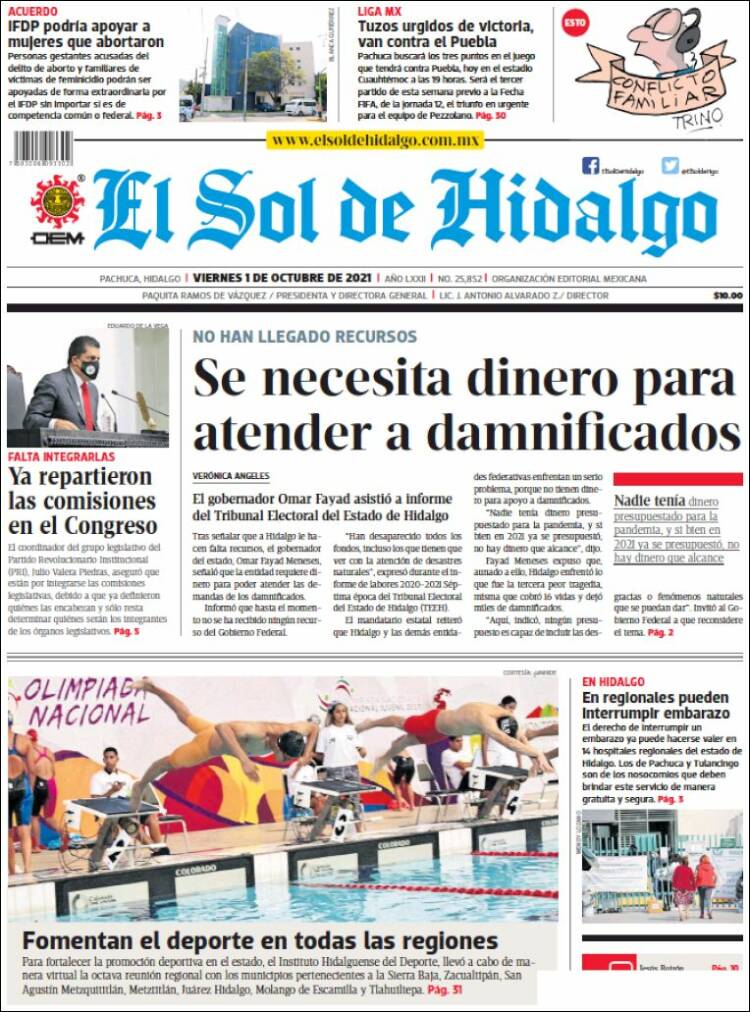 Portada de El Sol de Hidalgo (México)
