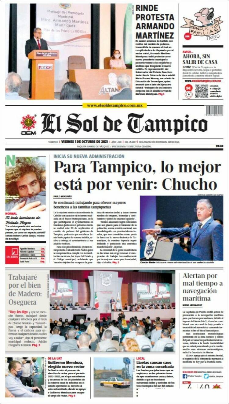 Portada de El Sol de Tampico (México)