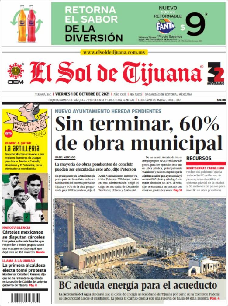 Portada de El Sol de Tijuana (México)