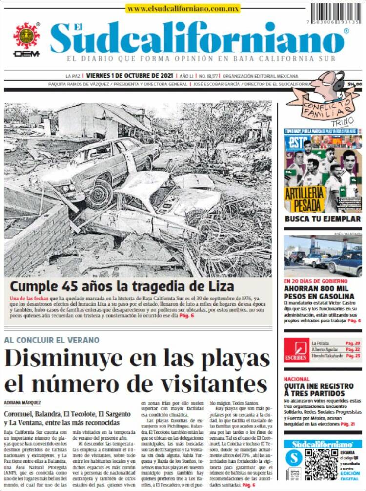 Portada de El Sudcaliforniano (México)
