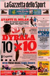 Portada de La Gazzetta dello Sport (Italie)