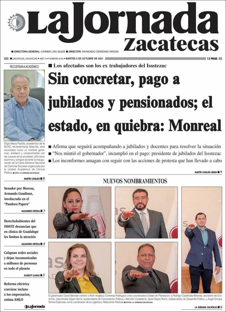 Portada de Jornada de Zacatecas (México)