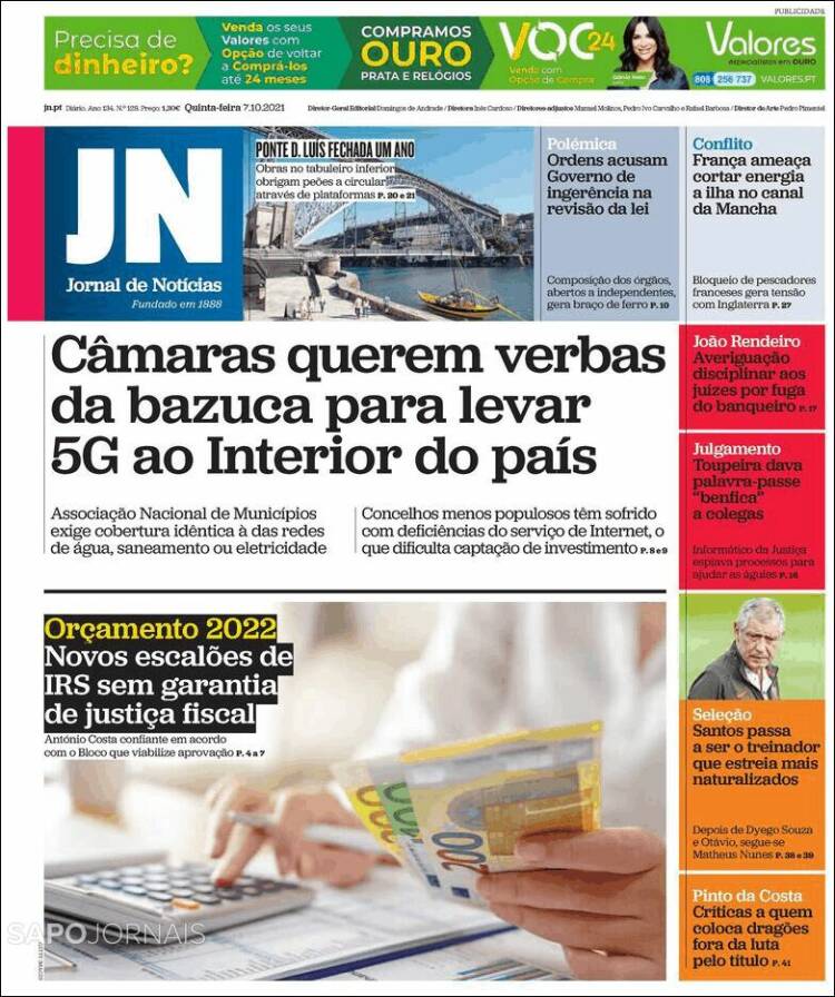 Portada de Jornal de Notícias (Portugal)