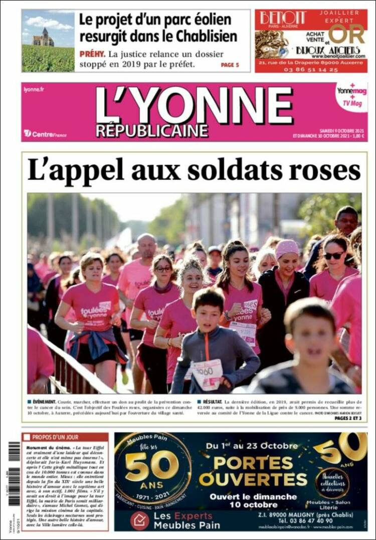 Portada de L'Yonne-Républicaine (Francia)