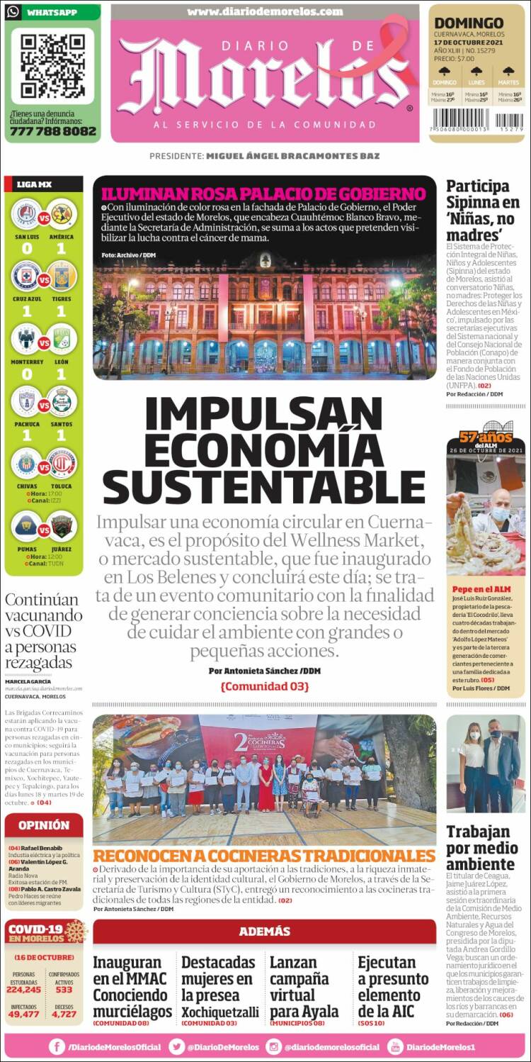 Portada de Diario de Morelos (México)