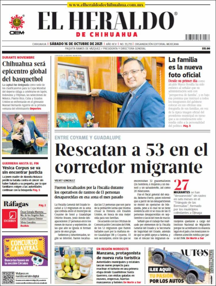 Portada de El Heraldo de Chihuahua (México)