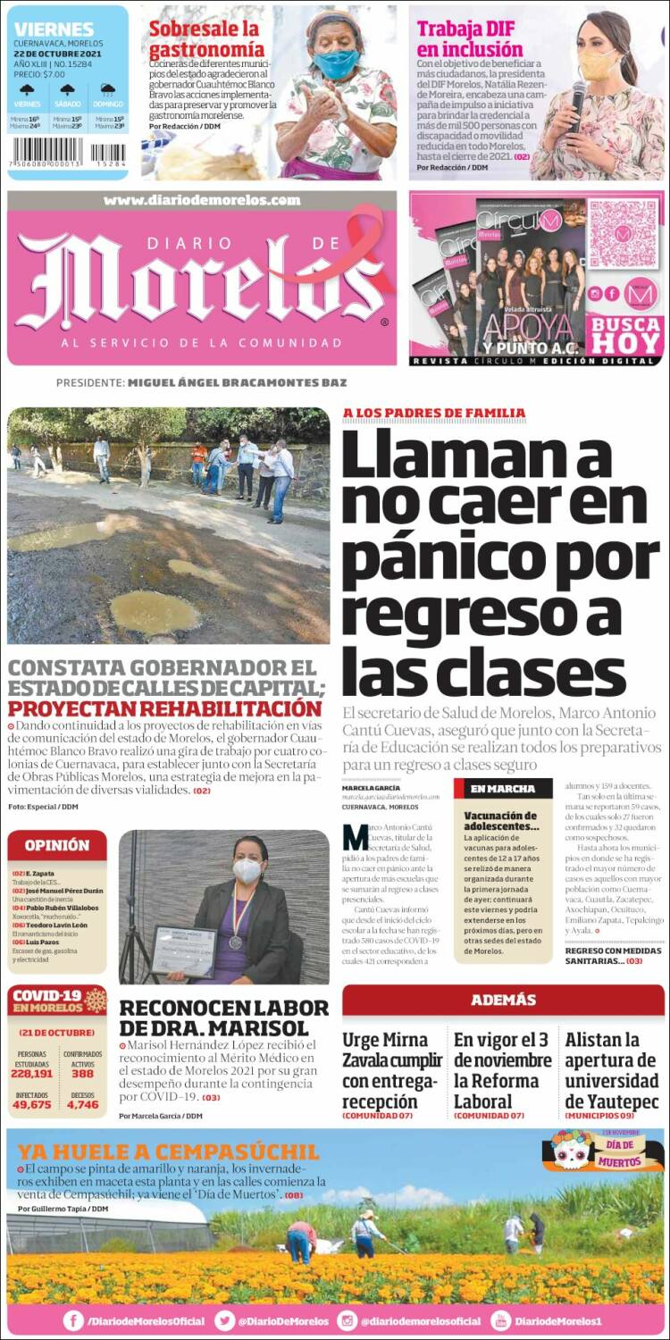 Portada de Diario de Morelos (México)
