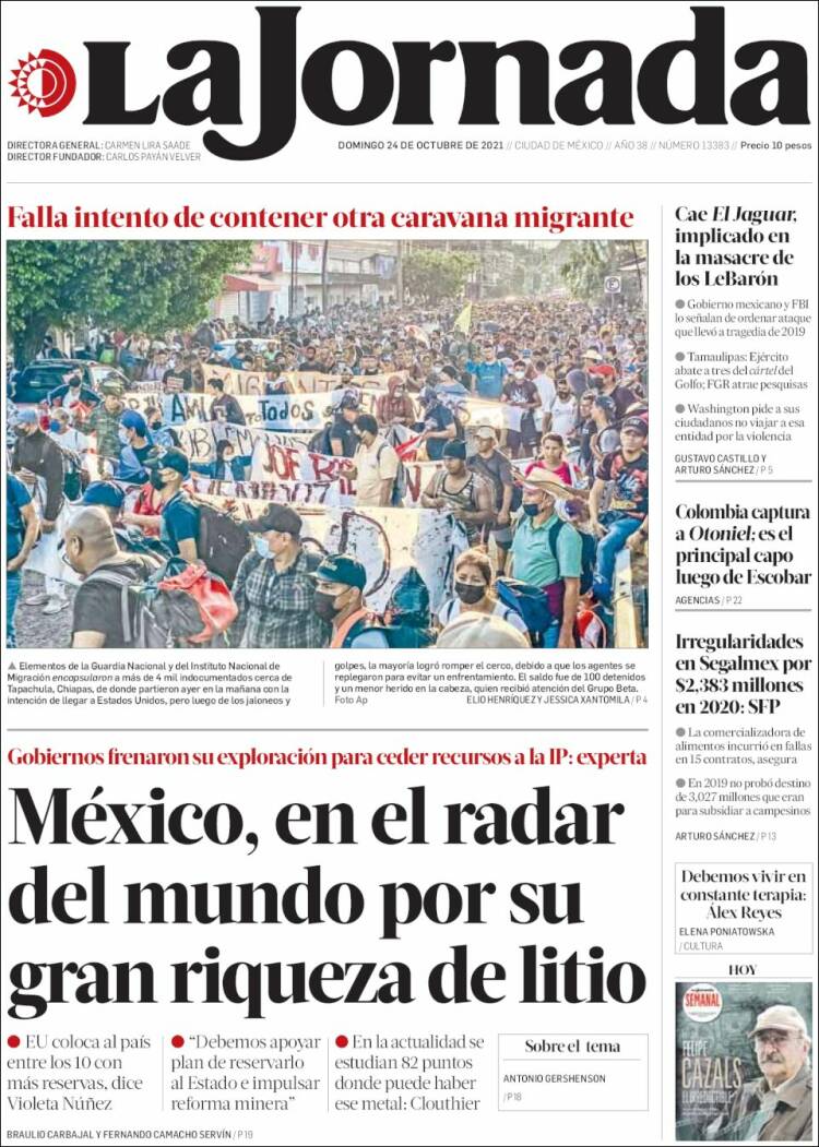 Portada de La Jornada (México)
