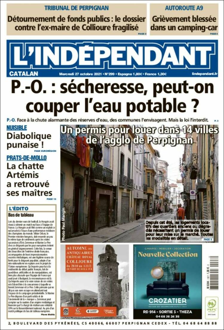 Portada de Le Indépendant (Francia)