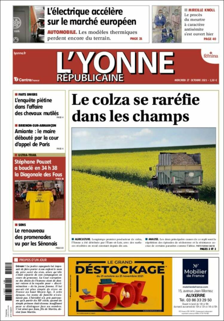 Portada de L'Yonne-Républicaine (Francia)