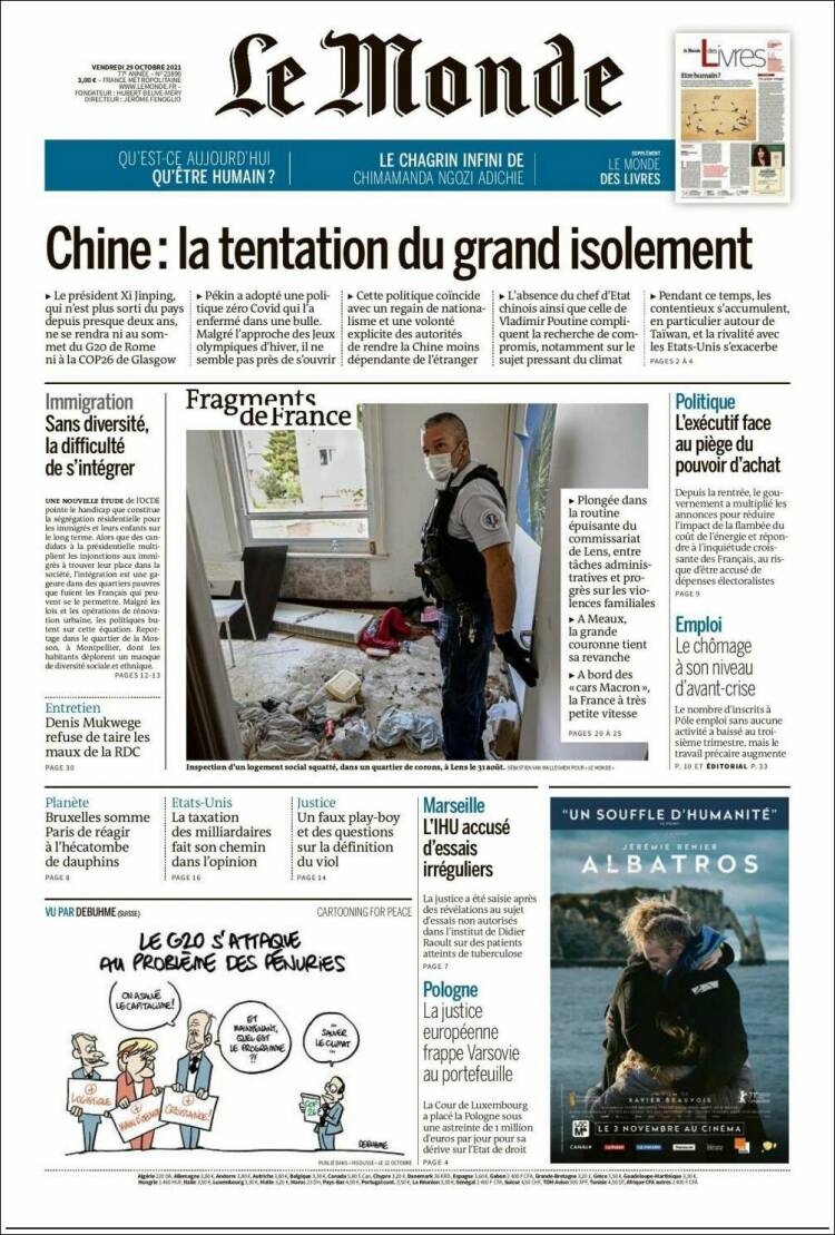 Portada de Le Monde (Francia)