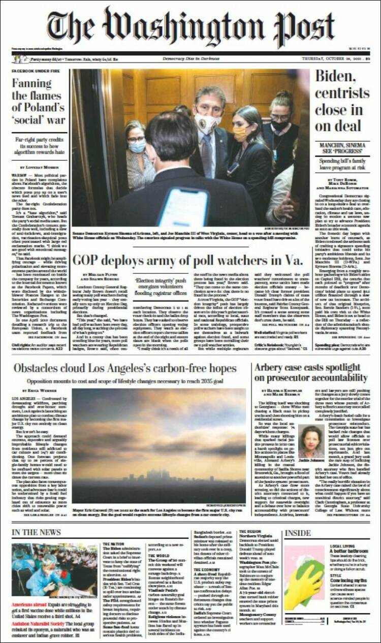 Portada de The Washington Post (États-Unis)