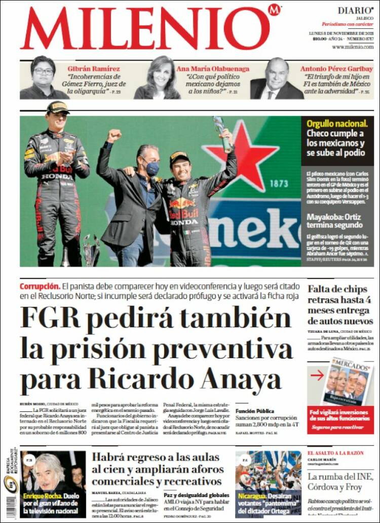Portada de Milenio - Jalisco (México)