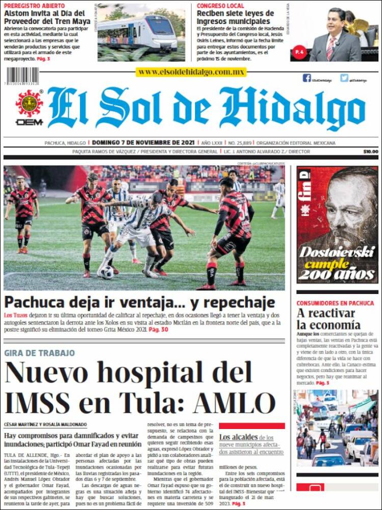 Portada de El Sol de Hidalgo (México)