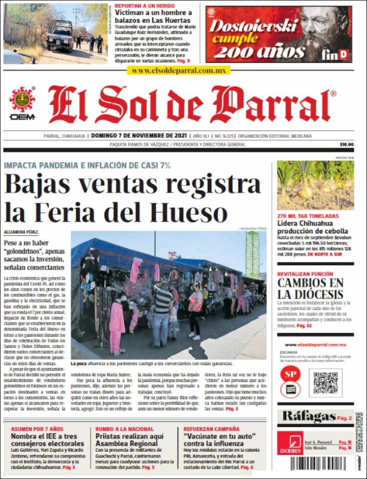 Portada de El Sol de Parral (México)