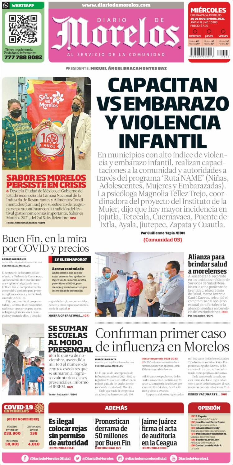 Portada de Diario de Morelos (México)