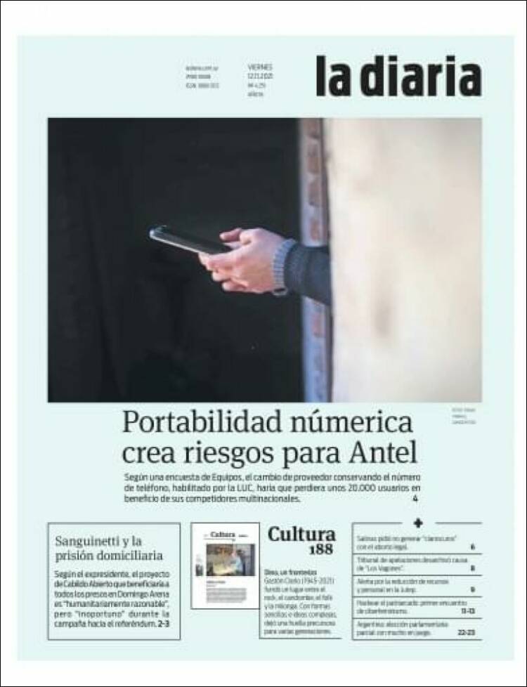 Portada de La Diaria (Uruguay)