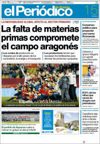 Portada de El Periódico de Aragón (España)