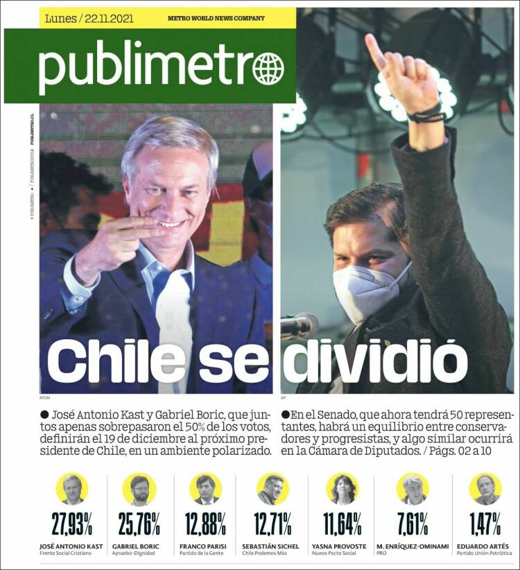 Portada de Publimetro (Chile)
