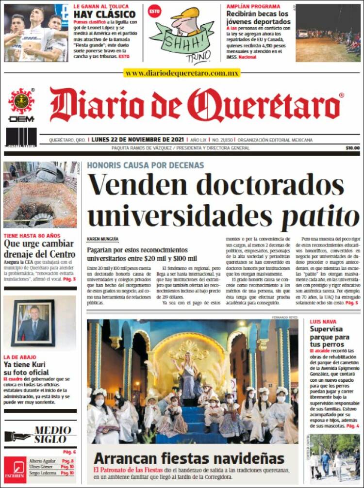 Portada de Diario de Querétaro (México)