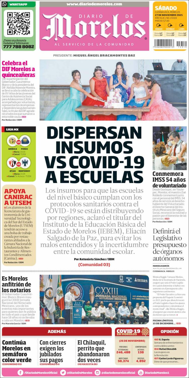 Portada de Diario de Morelos (México)